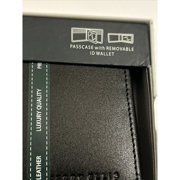 Perry Ellis Black Portfolio PASSCASE REMOVABLE ID Bifold Wallet Premium Leather - Picture 3 of 12